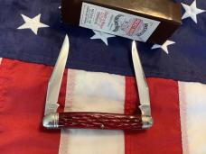 One of 100, 2006 Schatt & Morgan Lg Muskrat Knife w/ Nice Burgendy Bone Handles -NOSin orig box