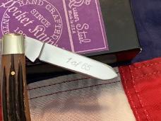1 of 65, Queen *Dan Burke* 2007 Stockman (MDL# Burke 26) w/ Sweet Brown Winter Bottom Bone Handles
