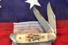 Case xx 2001 Tiny Hunter (Mdl# THV62165 SS) w/ Vintage Bone Handles + Scrolled Bolsters -NOS