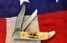 Case xx 2001 Tiny Hunter (Mdl# THV62165 SS) w/ Vintage Bone Handles + Scrolled Bolsters -NOS