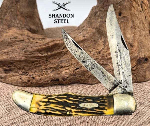 KABAR 1184 Stag FOLDING HUNTER JACK KNIFE USA 2 BLADE POCKET KNIFE (194) KABAR 1184 Stag FOLDING HUNTER JACK KNIFE USA 2 BLADE POCKET KNIFE (194)