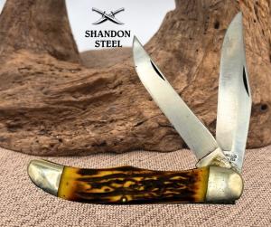 CAMILLUS SWORD BRAND USA #26 FOLDING HUNTER 2 BLADE POCKET KNIFE STAGLON (40)