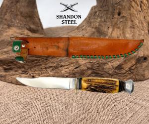 Anton Wingen Othello Solingen Germany Fixed Blade Knife Stag Handle Sheath 22