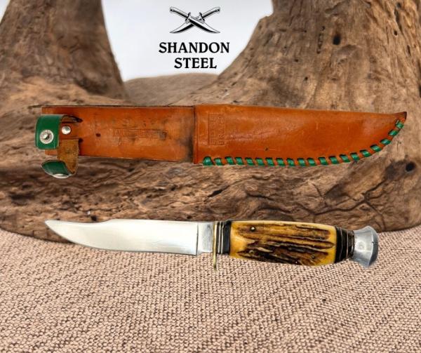 Anton Wingen Othello Solingen Germany Fixed Blade Knife Stag Handle Sheath (22) Anton Wingen Othello Solingen Germany Fixed Blade Knife Stag Handle Sheath (22)