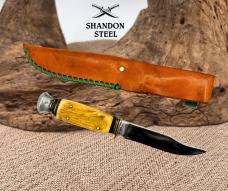 Anton Wingen Othello Solingen Germany Fixed Blade Knife Stag Handle Sheath (22)