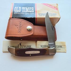 Vintage Schrade USA 125OT Mustang Old Timer Liner Lock Knife NIB Box Sheath Papers
