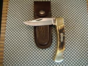 SCHRADE UNCLE HENRY LB8 PAPA BEAR VINTAGE USA LOCK BACK POCKET KNIFE IN GREAT CONDITION amp SHEATH