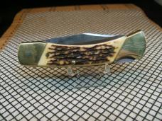 SCHRADE UNCLE HENRY LB8 PAPA BEAR VINTAGE U.S.A. LOCK BACK POCKET KNIFE IN GREAT CONDITION & SHEATH