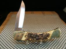 SCHRADE UNCLE HENRY LB8 PAPA BEAR VINTAGE U.S.A. LOCK BACK POCKET KNIFE IN GREAT CONDITION & SHEATH