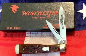 1988 Winchester Gunstock Knife Mdl 2851 w Nice Brown bone handles Handles -NOS in orig box