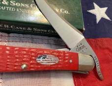 Case xx 2002 Russlock (Mdl# 61953L SS) w/ Super Fire Engine Red Derlin Handles +USA Shield -NOS