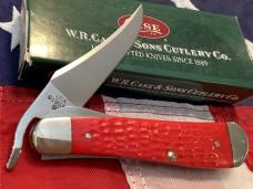 Case xx 2002 Russlock (Mdl# 61953L SS) w/ Super Fire Engine Red Derlin Handles +USA Shield -NOS