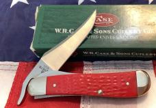 Case xx 2002 Russlock (Mdl# 61953L SS) w/ Super Fire Engine Red Derlin Handles +USA Shield -NOS