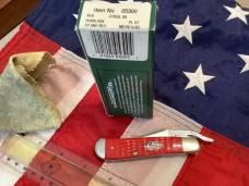 Case xx 2002 Russlock (Mdl# 61953L SS) w/ Super Fire Engine Red Derlin Handles +USA Shield -NOS