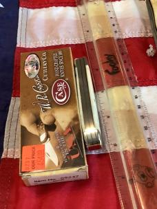 Case xx 2011 Medium Trapper (Mdl# 6207 SS) w/ Natural Bone Handles w/ Red Text Freedom And Stars