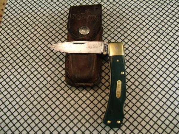 SCHRADE OLD TIMER 5OT BRUIN USA MADE VINTAGE 58/63 1095 CARBON STEEL BLADE LOCKBACK KNIFE & SHEATH
