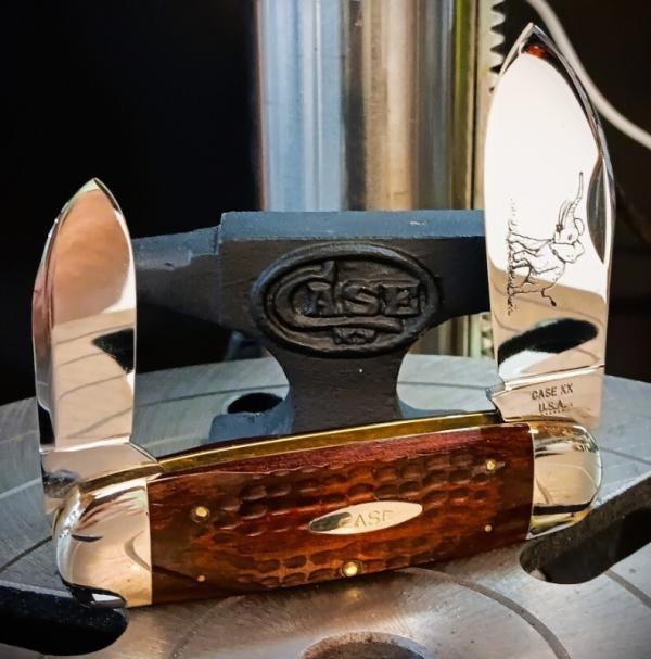 1974 Case XX Elephant Toe Etched Blade 6250 Brown Jigged Wood