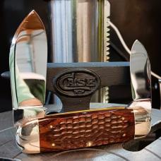 1974 Case XX Elephant Toe Etched Blade 6250 Brown Jigged Wood