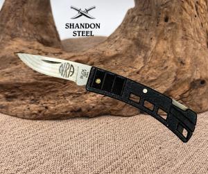 BUCK 425 USA MiniBuck Folding Pocket Knife Lockback Plain Blade Black Handle -34