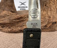 BUCK 425 USA MiniBuck Folding Pocket Knife Lockback Plain Blade Black Handle -34