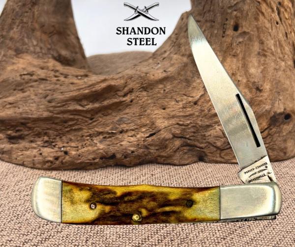 Parker-Edwards USA One Blade Trapper Pocket Knife A 1423-1 Stag Handle (25)