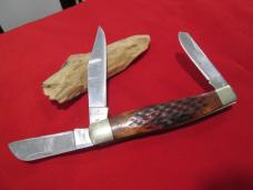 COWAN CREEK 3 Blade Jigged Bone Large 4+"  Stockman Knife
