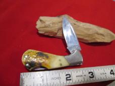 TAYLOR CUTLERY ELK stamp Stag Horn Handles Small Tiny Lockback Knife