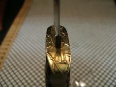 SCHRADE 498 USA VINTAGE CARBON STEEL CUSTOM "BENCH MADE" 49'R GOLD RUSH COMMEMORATIVE KNIFE & SHEATH