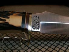 SCHRADE 498 USA VINTAGE CARBON STEEL CUSTOM "BENCH MADE" 49'R GOLD RUSH COMMEMORATIVE KNIFE & SHEATH