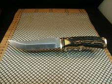 SCHRADE 498 USA VINTAGE CARBON STEEL CUSTOM "BENCH MADE" 49'R GOLD RUSH COMMEMORATIVE KNIFE & SHEATH