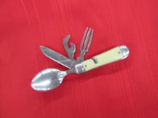 RARE COLONIAL USA White Camp SPORT PAL Hobo Knife Fork Spoon Can Opener
