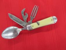 RARE COLONIAL USA White Camp SPORT PAL Hobo Knife Fork Spoon Can Opener