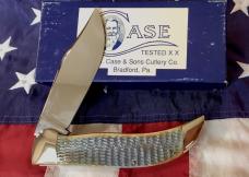 Case Classic PROTOTYPE Large Clasp Knife w/ Green Moss? Bone Handles +Rare Bulldog Blade Etch