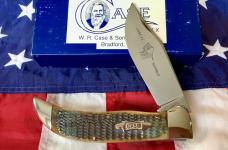 Case Classic PROTOTYPE Large Clasp Knife w/ Green Moss? Bone Handles +Rare Bulldog Blade Etch
