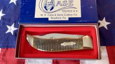 Case Classic PROTOTYPE Large Clasp Knife w/ Green Moss? Bone Handles +Rare Bulldog Blade Etch