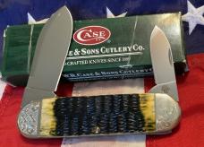 Case xx Elephants Toe Knife w/ Olive Green Bone Handles +Case Classic Blace Etch & Scrolled Bolsters