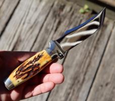 Unused Case's Tested XX Interchangeable hatchet, knife with stag handle & hand tooled sheath1935-40