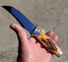 Unused Case's Tested XX Interchangeable hatchet, knife with stag handle & hand tooled sheath1935-40