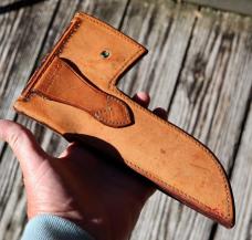 Unused Case's Tested XX Interchangeable hatchet, knife with stag handle & hand tooled sheath1935-40
