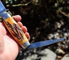 Unused Case's Tested XX Interchangeable hatchet, knife with stag handle & hand tooled sheath1935-40