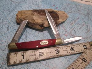 2024 BUCK 373 3 Blade Stockman Knife Red Wood Handles 