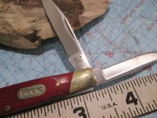 2024 BUCK 373 3 Blade Stockman Knife Red Wood Handles 