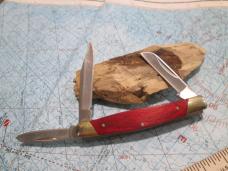 2024 BUCK 373 3 Blade Stockman Knife Red Wood Handles 
