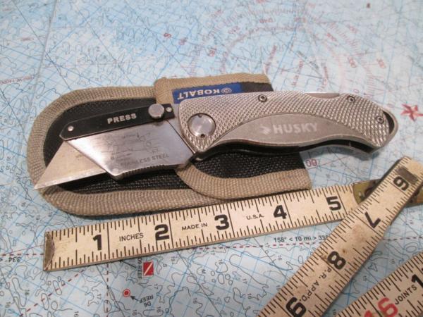 HUSKY Patented Lockback Utility Box Cutter Flooring Knife w/ Kobalt Nylon Sheath