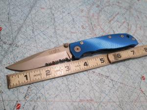 Modern GERBER One Hand Open Linerlock Blue Part Serrated Knife