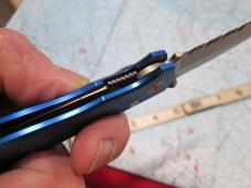 Modern GERBER One Hand Open Linerlock Blue Part Serrated Knife