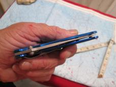 Modern GERBER One Hand Open Linerlock Blue Part Serrated Knife