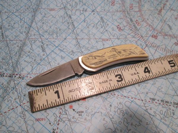 Modern ZIPPO USA Small Tiny Pocket Knife Scrimshaw Dog Modern ZIPPO USA Small Tiny Pocket Knife Scrimshaw Dog