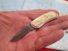 Modern ZIPPO USA Small Tiny Pocket Knife Scrimshaw Dog 