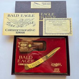 Vintage 1982 Schrade USA LB5 Bald Eagle Commemorative Lockback Knife CIB Box Sheath